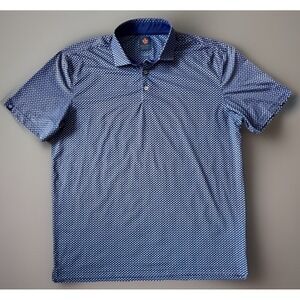 Donald Ross Short Sleeve Golf Polo Blue Elephant Rhino Pattern Logo XL JBHS